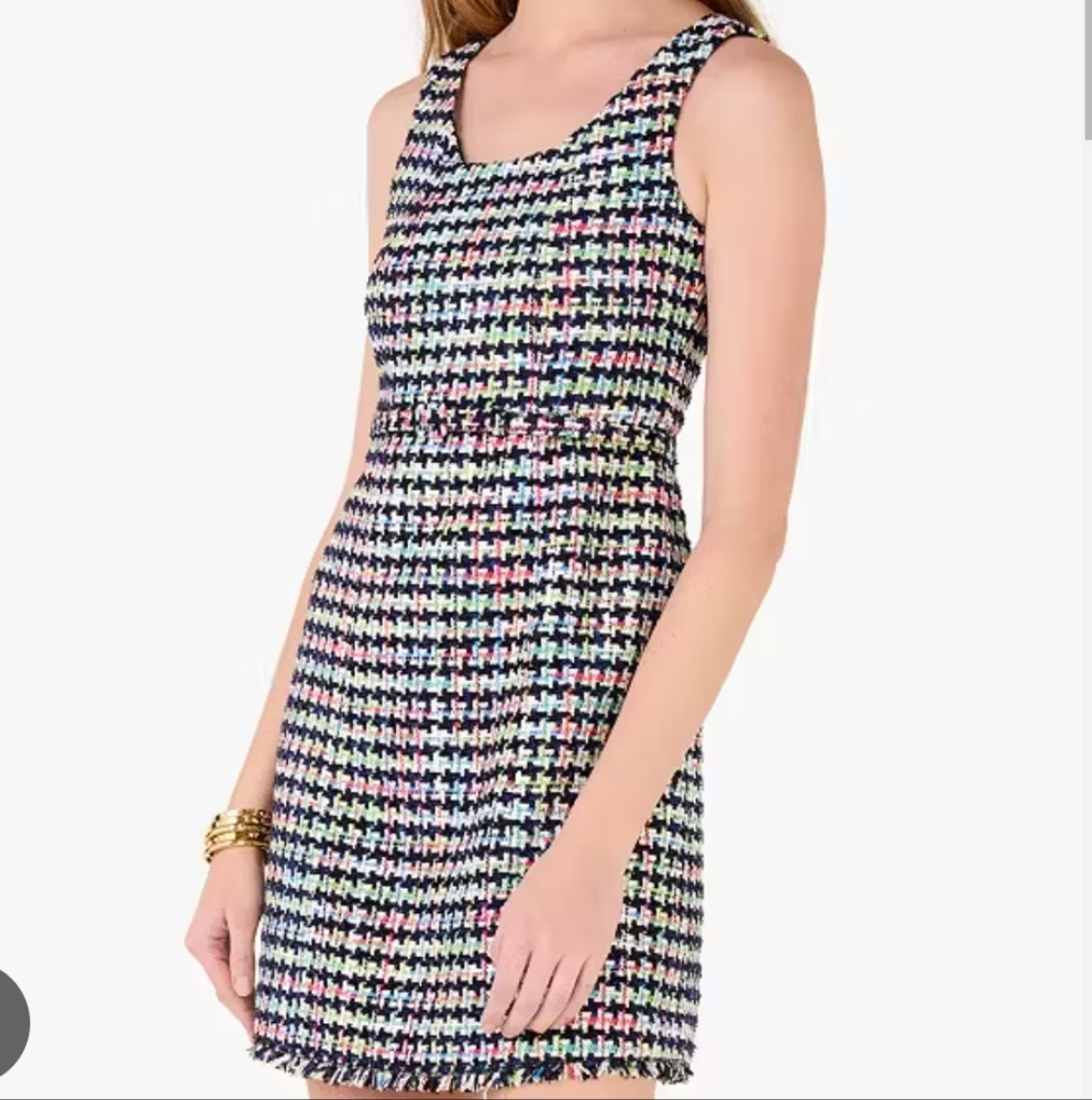 Kate Spade Multicolor Tweed Belted Dress Sz 10